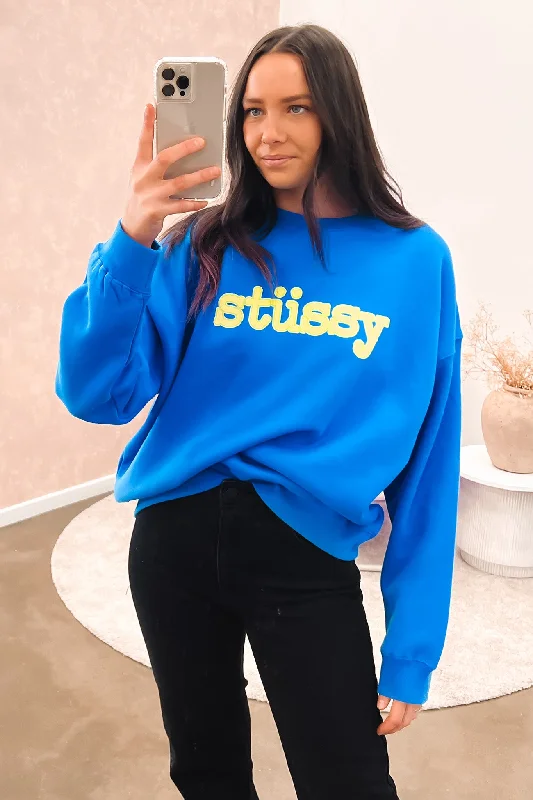 Soft Wearables Typewriter Oversized Crew Strong Blue