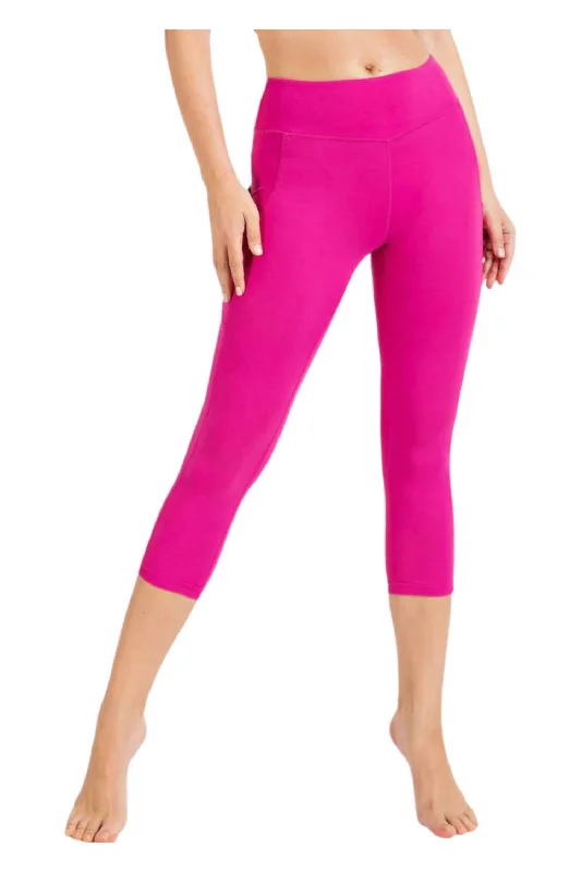 Easy Chic Wear Athleisure Leggings With Pockets In Hot Pink