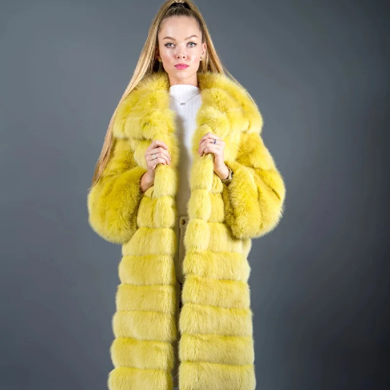 Comfy Dress Luxury Sable Fur Coat Yellow
