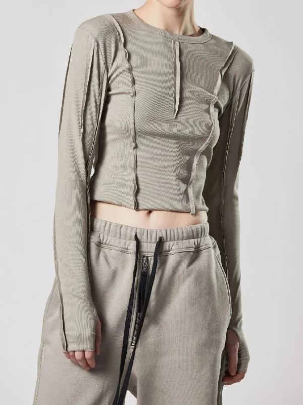 Relaxed Fashion Cropped round neck T shirt