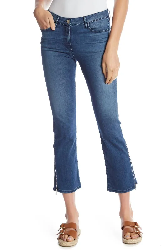 Sporty Comfort Women's Gusset Zip Jeans In Blue