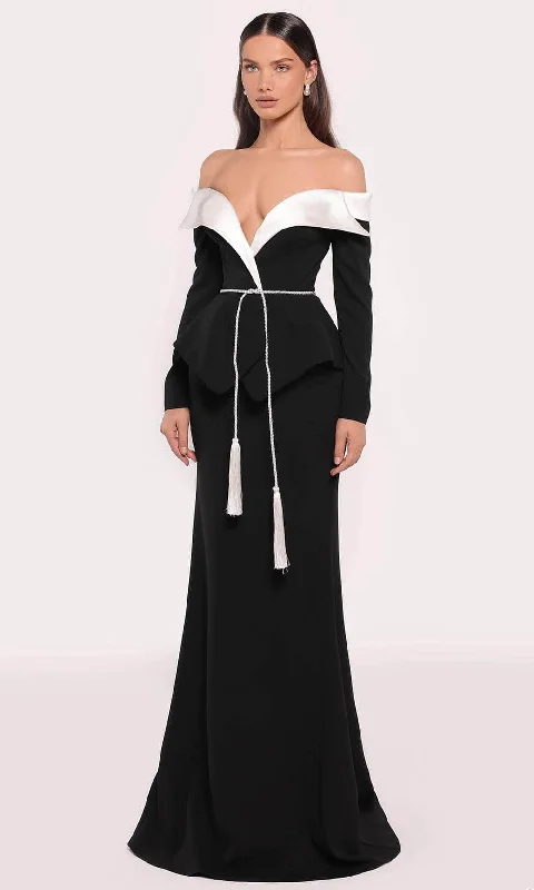Stylish Casuals Tarik Ediz 98841 - Two-Toned Off Shoulder Gown