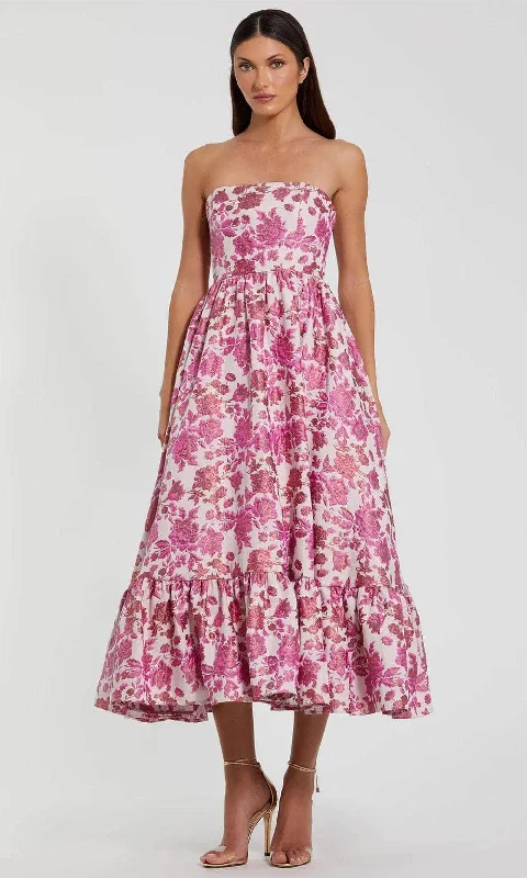 Comfy Dress Mac Duggal 56092 - Floral Straight-Across Neck Cocktail Dress