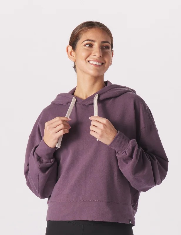Soft Casuals Vintage Oversized Cropped Hoodie: Berry Wine