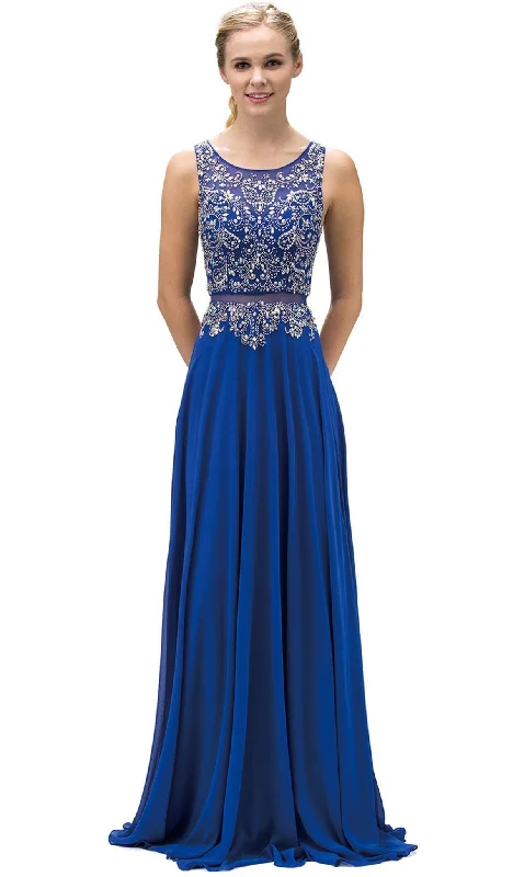 Cozy Fashions Dancing Queen - 9150 Intricately Bejeweled Illusion Two Piece- Prom Dress