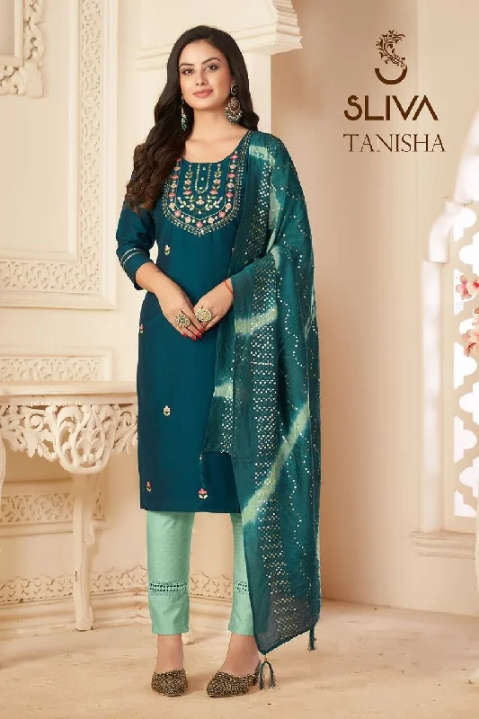 Cozy Fashion Tanisha Chinon silk with Handwork Designer Suit