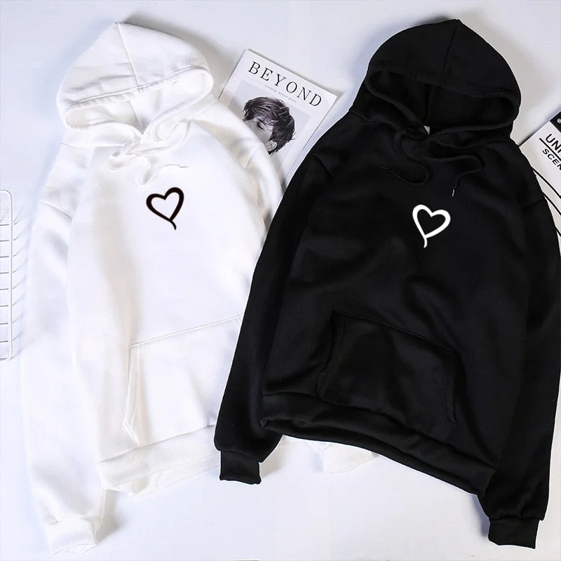 Casual Chic Looks Heart Hoodies Sweatshirts 2019 Women Casual Kawaii Harajuku New Sweat Punk for Girls Clothing European Top Korean sudadera mujer