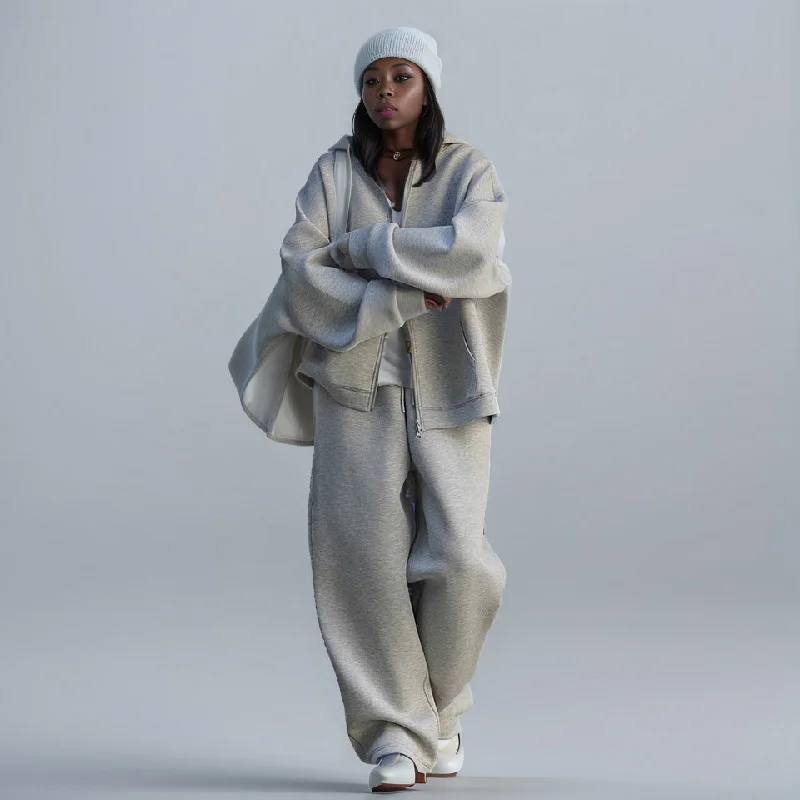 Relaxed Fit Wear Designed Zippered Hoodies Coats & Drawstring Sports Pants