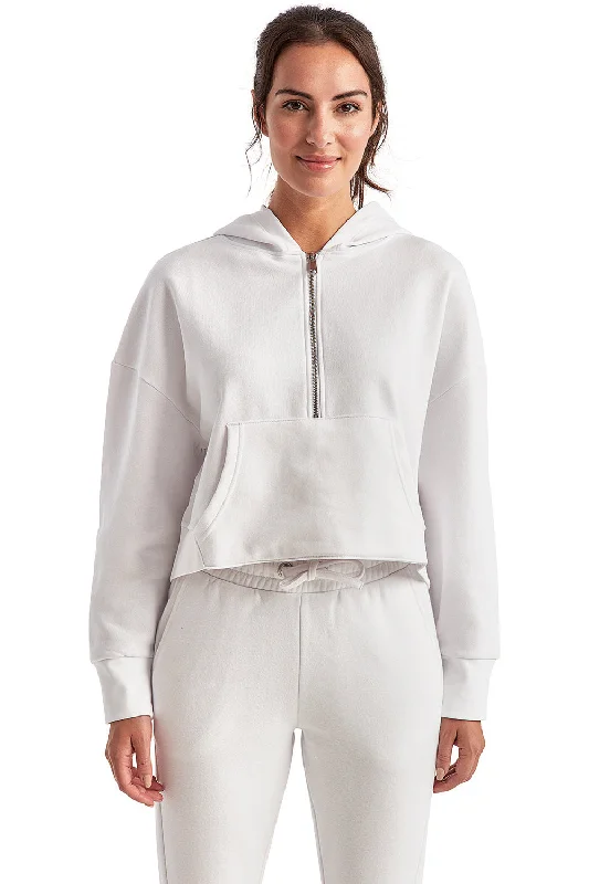 Cozy Footwear TriDri Womens Alice 1/4 Zip Hooded Sweatshirt Hoodie w/ Pouch Pocket - White