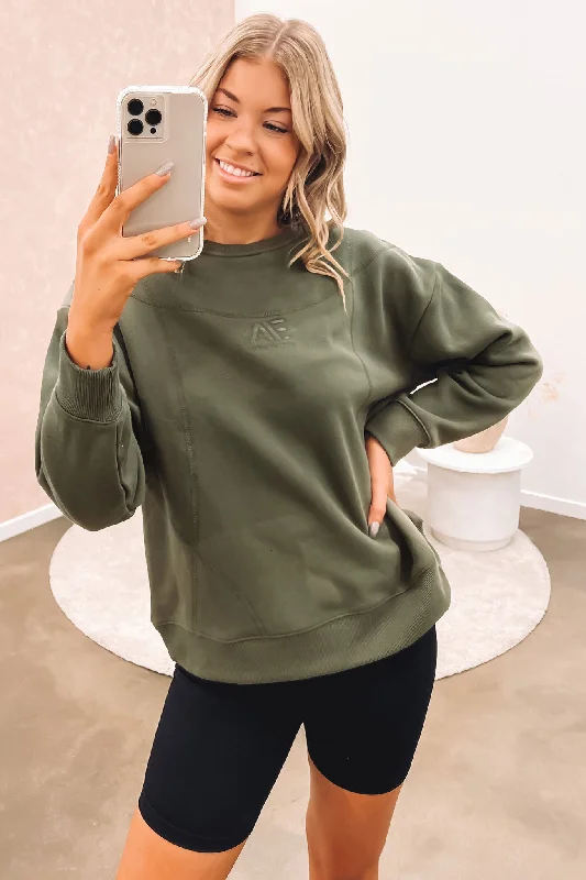 Comfortable Sweaters Active Tonal Crew Khaki
