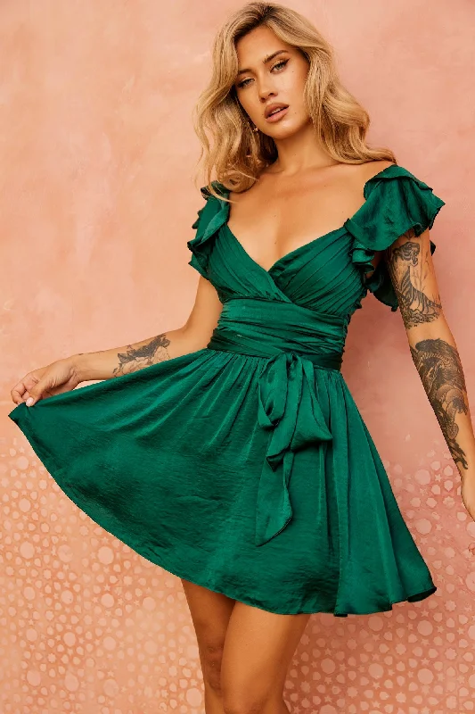 Cozy Shirts Fairytale Ending Mini Dress - Forest Green