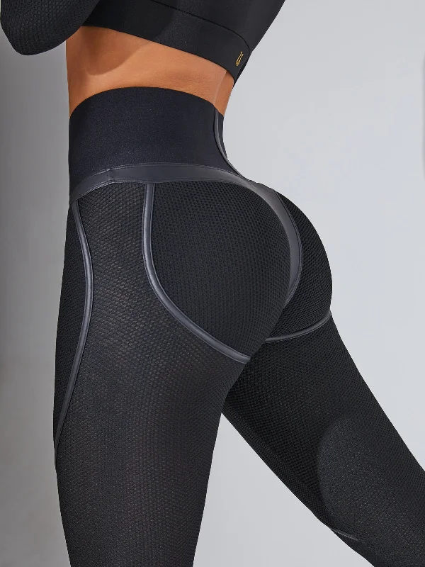 Soft Layers ❤ZASUWA Fly Eye Contrast Color High-rise Hip-lift Leggings