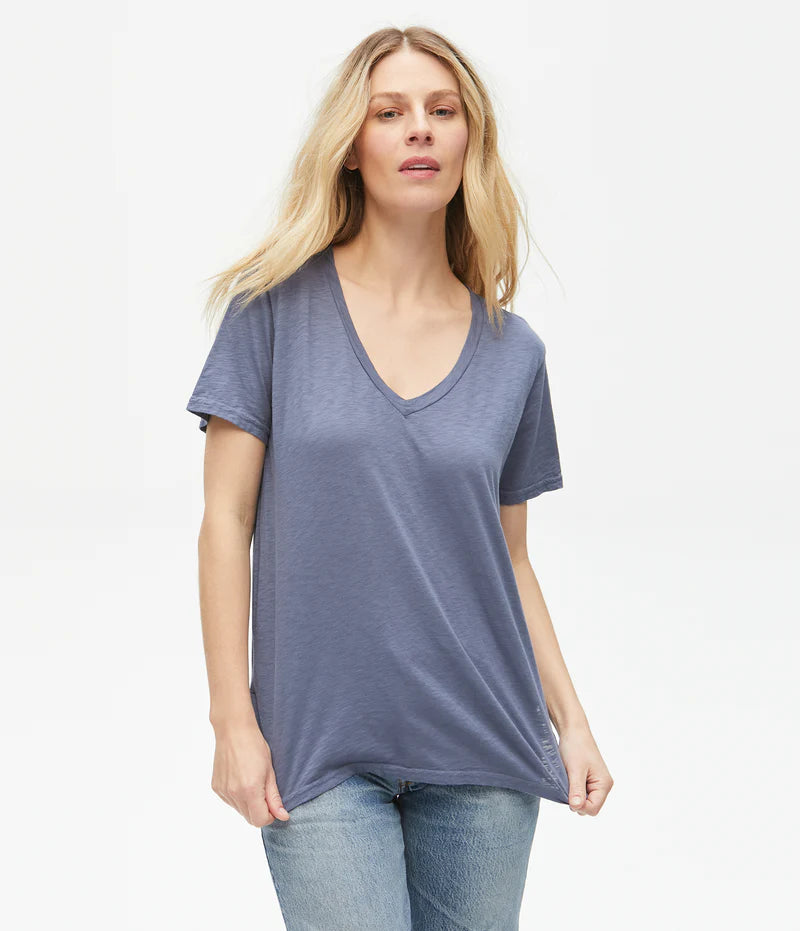 Relaxed Tops Michael Stars Blue Gray V-Neck Tee