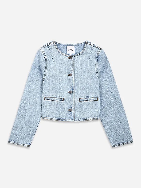 Cozy Lounge Wear Bleached Cropped Denim Jacket