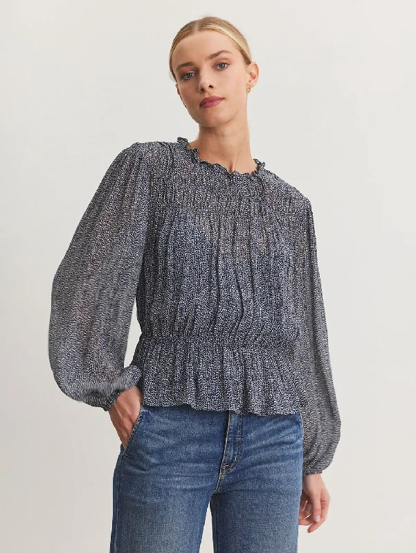 Comfy Dress Blen Print Top - Navy