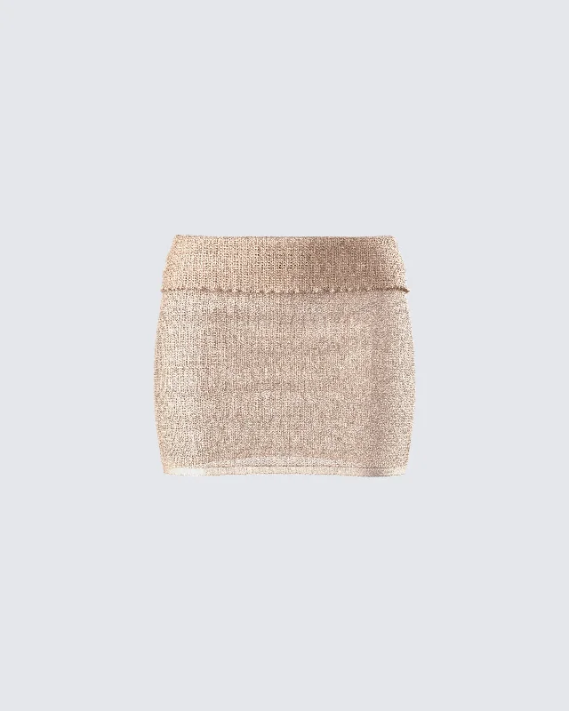 Cozy Apparel Sakura Gold Knit Micro Mini Skirt