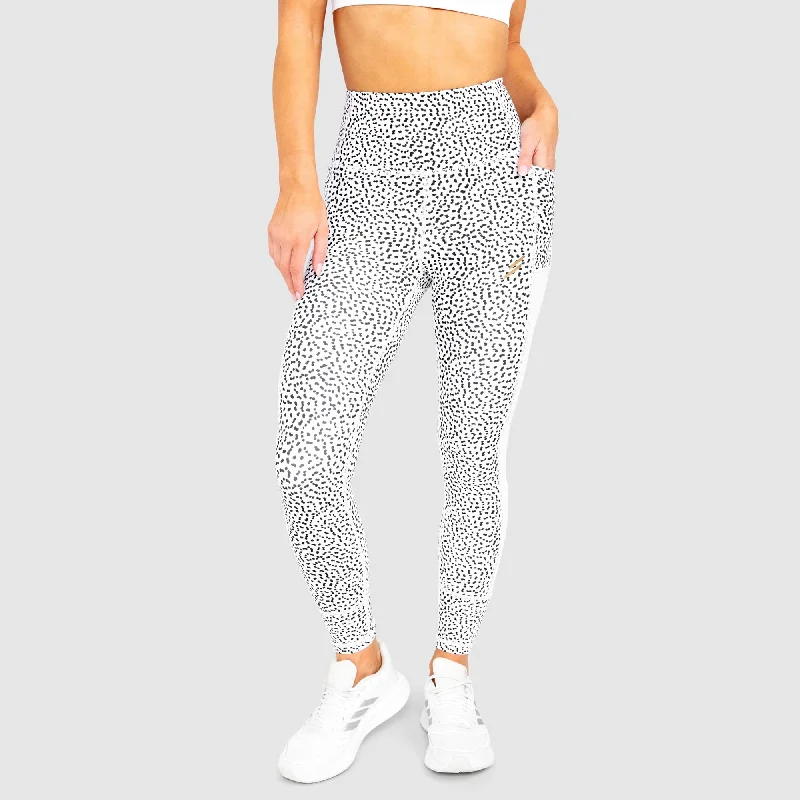 Simple Looks Breeze Mesh Leggings - White Speckle