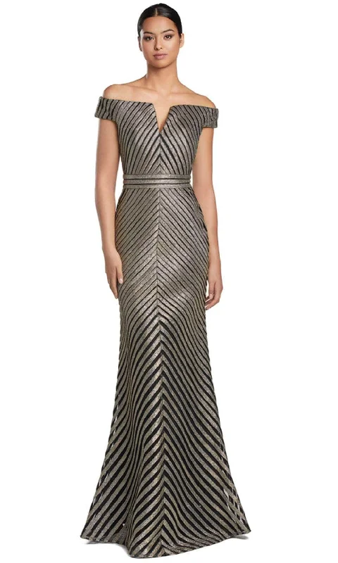 Soft Wearables Alexander by Daymor 2076F24 - Off-Shoulder V-Neck Long Gown