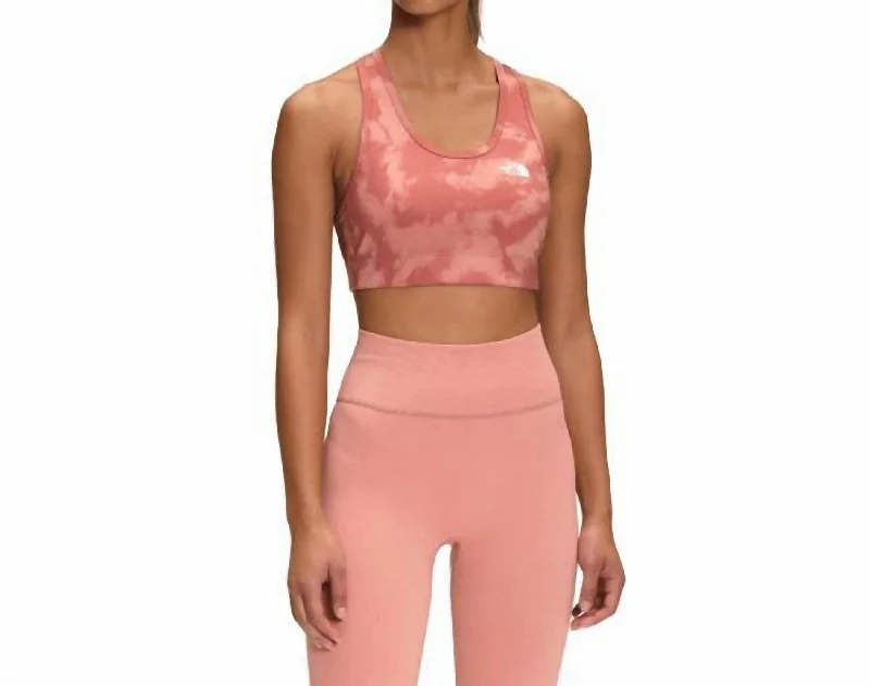 Cozy Fashion Women's Printed Midline Sport Bra In Rose Dawn Retro Dye Print