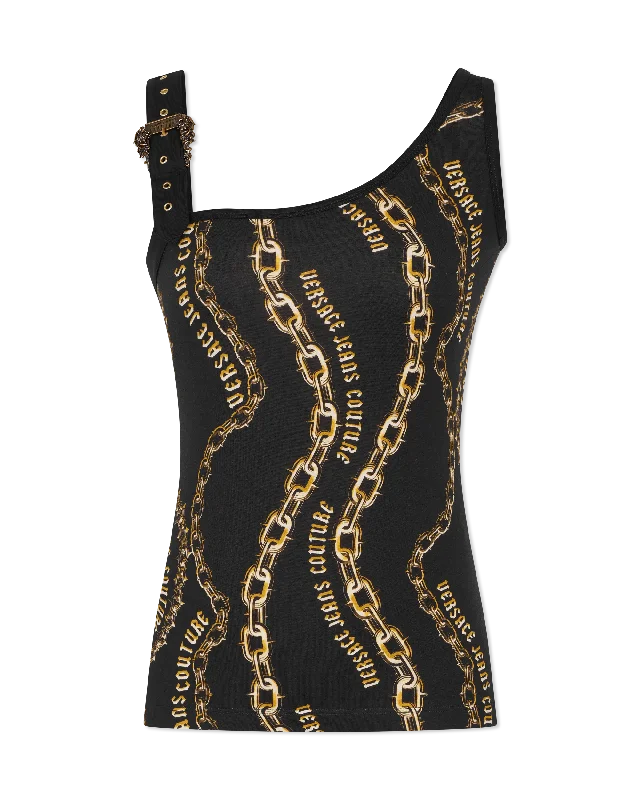 Simple Comfort Chain Couture Baroque Buckle Tank Top
