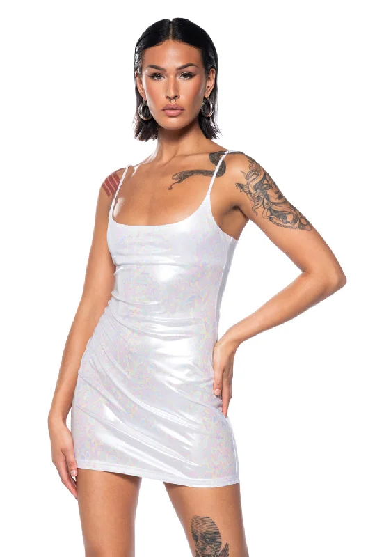 Light Fit OIL SPILL METALLIC MINI DRESS