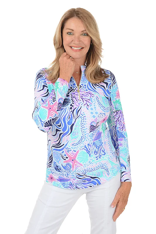 Breezy Comfort Blue Sea Wave UPF50+ Sun Shirt