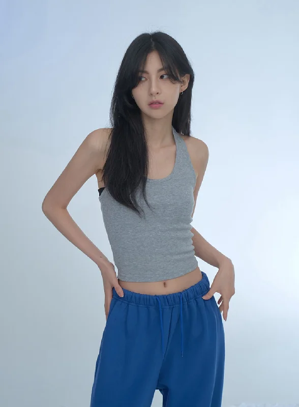 Relaxed Chic Basic Halterneck Tank Top CJj09