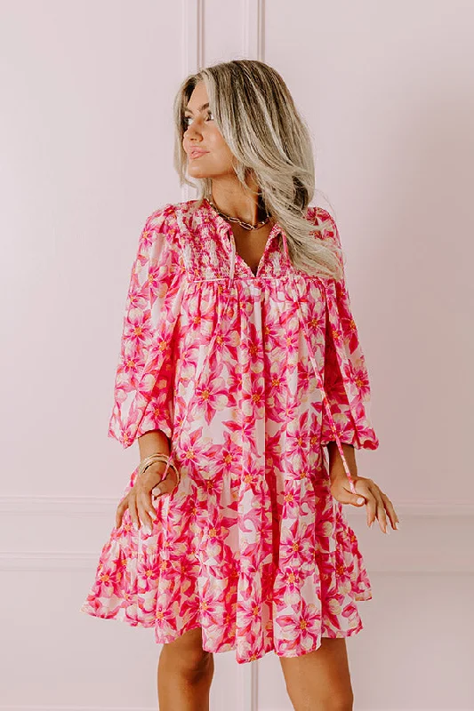 Cozy Fashions Coastal Cruise Floral Mini Dress in Pink