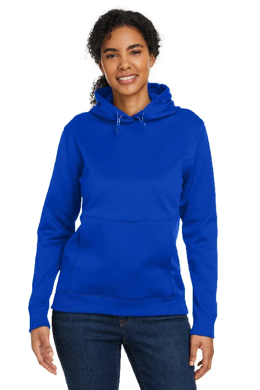 Elegant Casuals Under Armour Womens Storm Armourfleece Water Resistant Hooded Sweatshirt Hoodie w/ Pouch Pocket - Royal Blue
