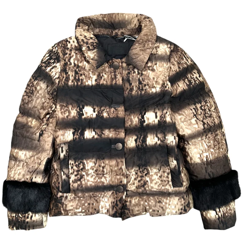 Relaxed Fit Wear Women's Printed Fur Cuff Down Jacket Brown Size IT 40 / UK 8