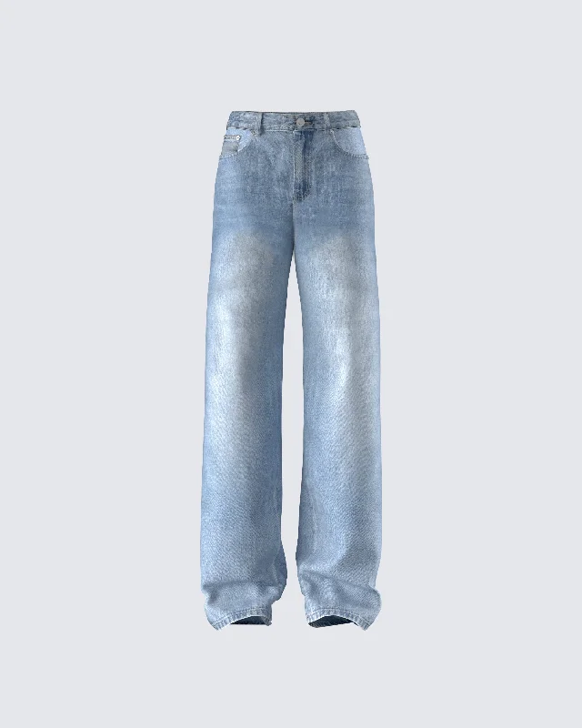 Comfortable Fashion Looks Samia Blue Denim Wide Leg Jeans