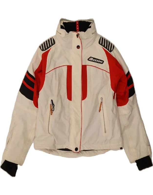 Classic Comfort ANZI BESSON Womens Ski Jacket IT 46 Large White Colourblock Polyamide