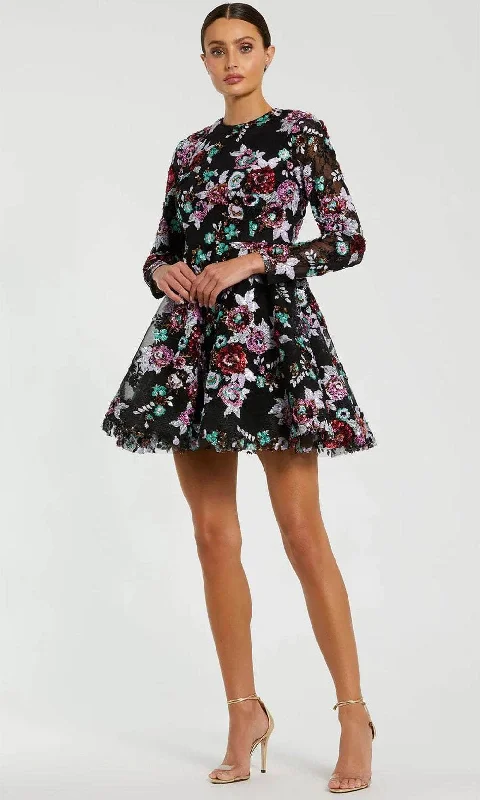 Chic Outfits Mac Duggal 68783 - High Neck Floral Embroidered Cocktail Dress