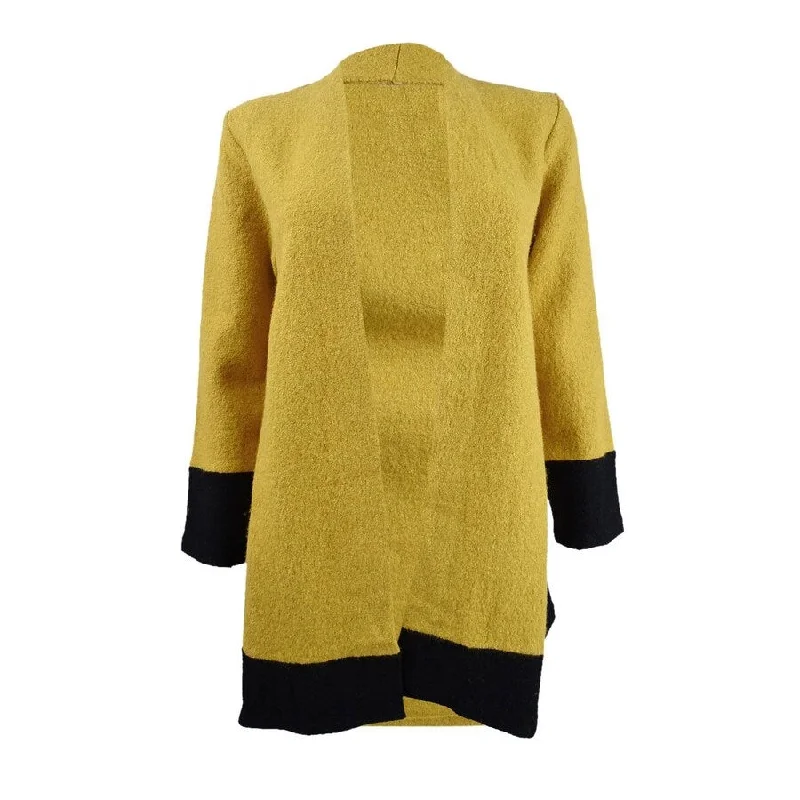 Classic Comfort Kasper Women's Colorblocked Open-Front Jacket (XS, Dijon/Black)