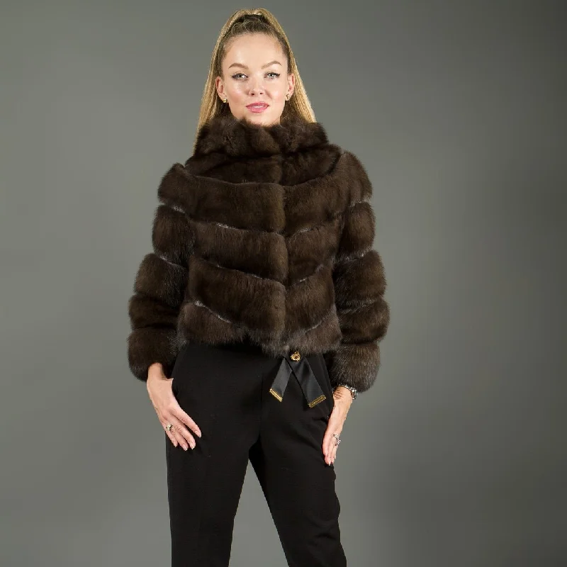 Fashion Comfort Women's Sable fur jacket with hood