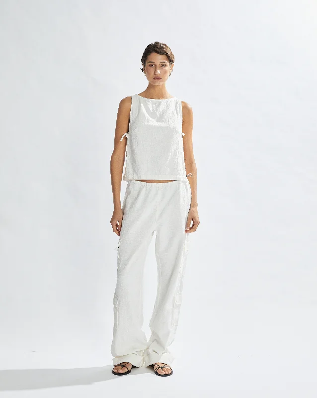 Simple Chic Evie Trousers Off White Cropped