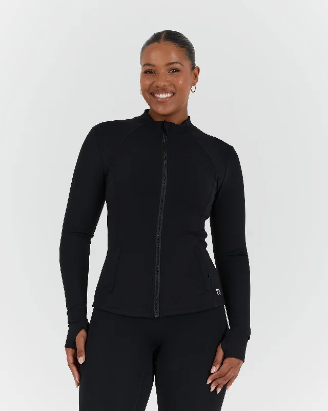 Breezy Comfort SCULPT ZIP UP JACKET - BLACK