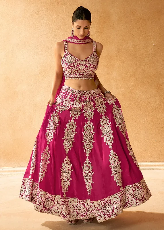 Elegant Dressing Fabulous Rani Pink Embroidered Bridal Lehenga Choli