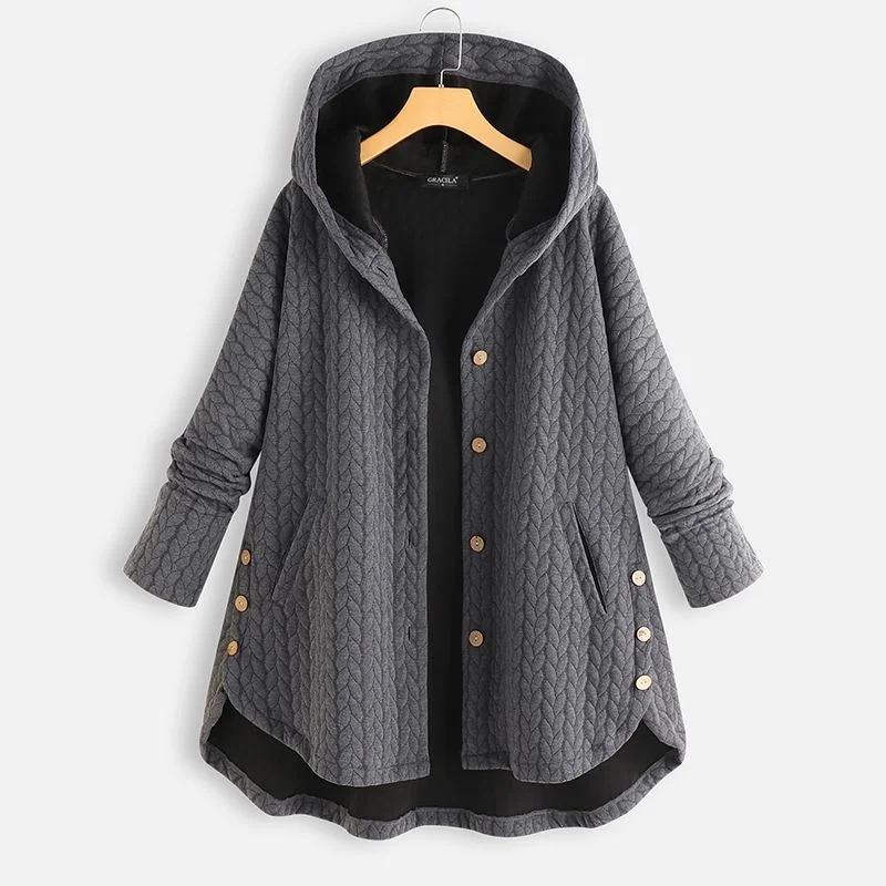 Cozy Outerwear ZANZEA Women Vintage Hoodies Coats Winter Long Sleeve Buttons Solid Jackets Autumn Hooded Sweatshirt Coat Female Outwear Tunic