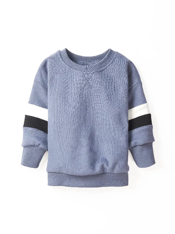 Relaxed Looks Elevated Stripe Crewneck - Blue