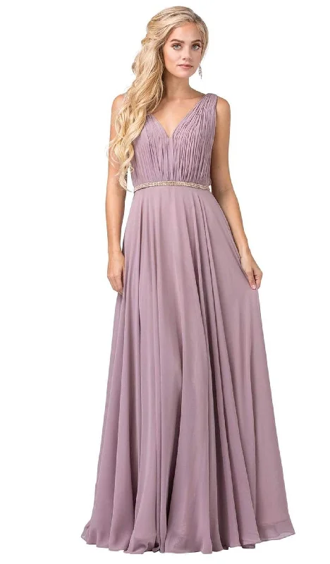 Cozy Essentials Dancing Queen - 2588 Ruched Bodice A-Line Gown with Rhinestone Belt