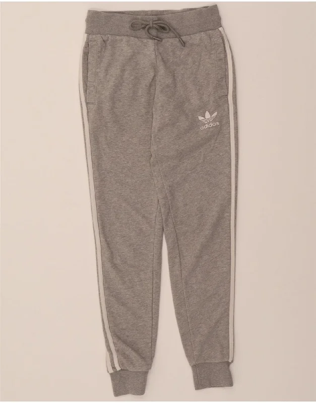 Breathable Style ADIDAS Womens Tracksuit Trousers Joggers UK 4 XS Grey Cotton