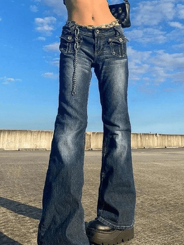 Trendy Comfort Wear Vintage Low Waist Cargo Jeans