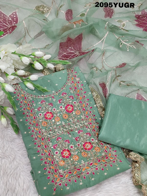Effortless Looks KcPc New Cotton Silk Jaipuri style With Gotapatti Handwork Work Suit SAN Effortless Looks KcPc New Cotton Silk Jaipuri style With Gotapatti Handwork Work Suit SAN