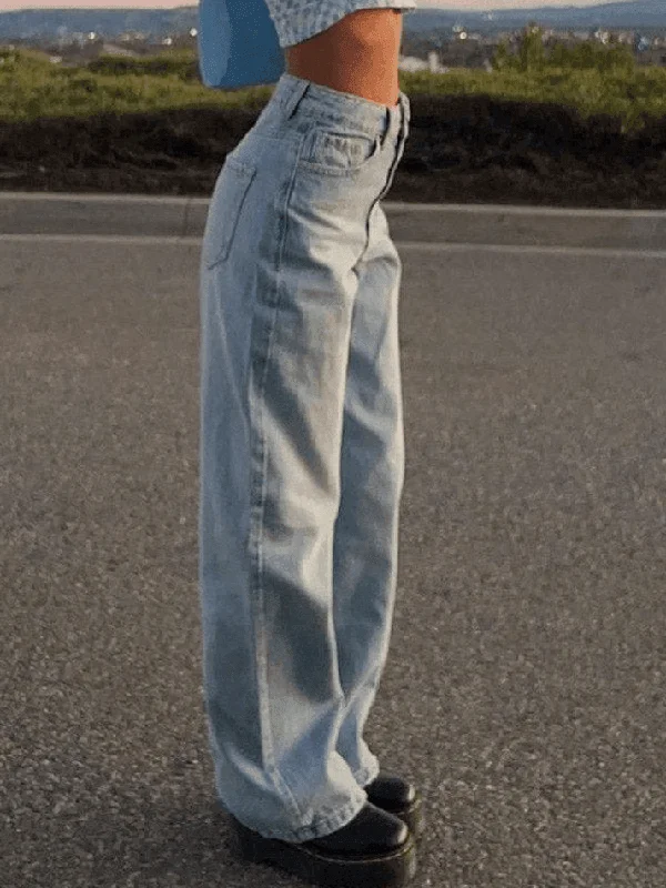 Fashion Comfort Light Blue Wash Straight Boyfriend Jeans