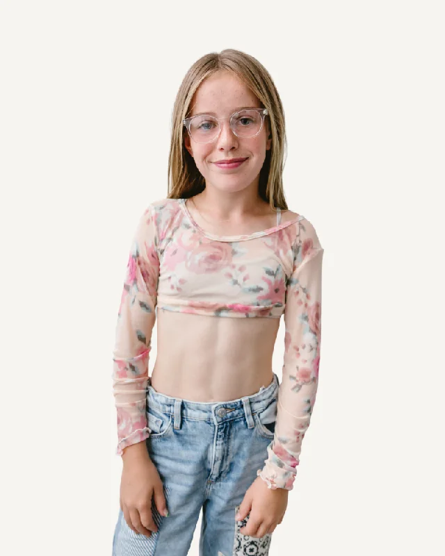 Casual Chic Wear Girlee Long Sleeve Floral Mesh