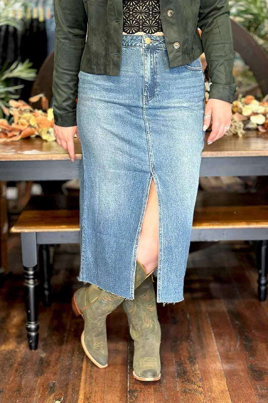 Elegant Dressing Jen Raw Hemmed Denim Skirt by Kut From The Kloth