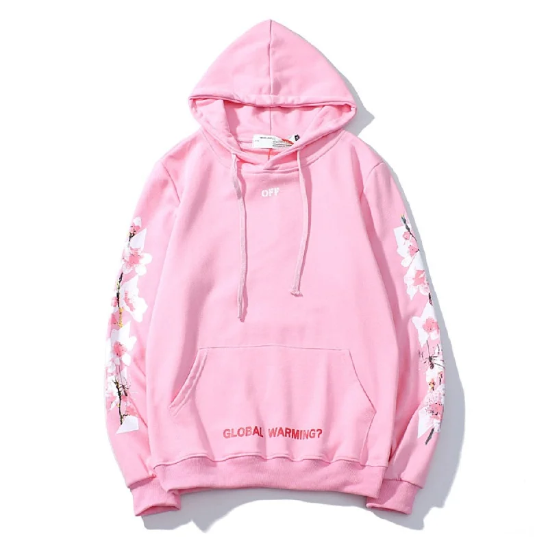 Relaxed Tops hoodies women Pink Peach Blossom Fower Couple crop top sweatshirt Coat sexy long sleeve crop top Leisure Pocket Popular