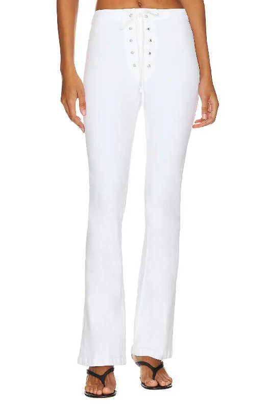 Cozy Chic Wear The Lace Up High Waisted Weekender- Totally Innocent In White