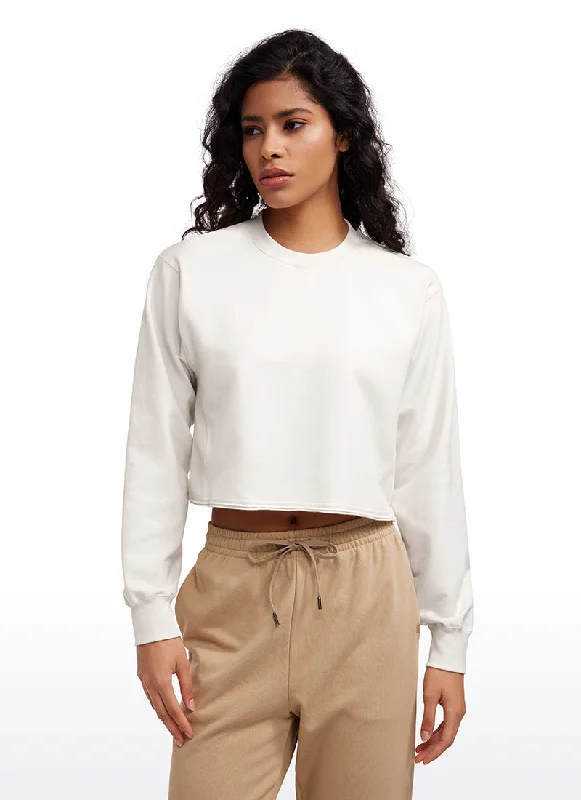 Cozy Essentials Amenity Double Raw Hem Sweatshirts Crew Neck
